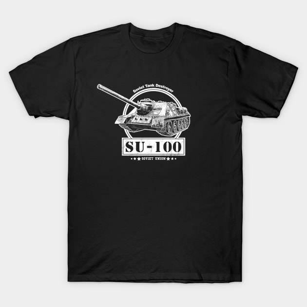 SU-100 Soviet WW2 Tank Destroyer T-Shirt by rycotokyo81